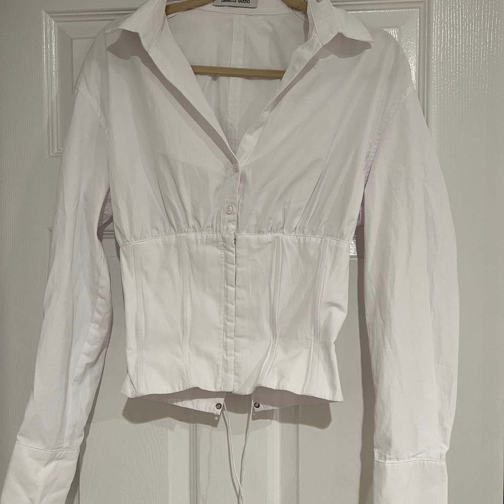 Corset Button Up Blouse in White
GUIZIO